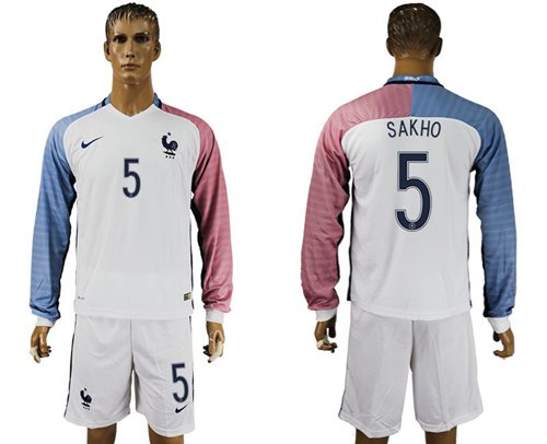 France #5 Sakho Away Long Sleeves Soccer Country Jersey